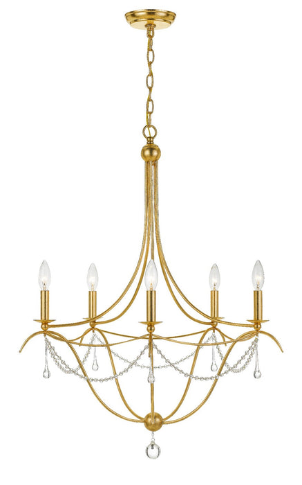Crystorama 425-GA Five Light Chandelier, Antique Gold