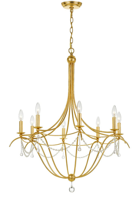 Crystorama 428-GA Eight Light Chandelier, Antique Gold