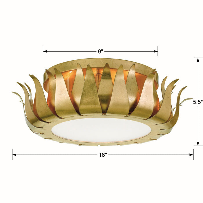 Crystorama 510-GA Three Light Flush Mount, Antique Gold