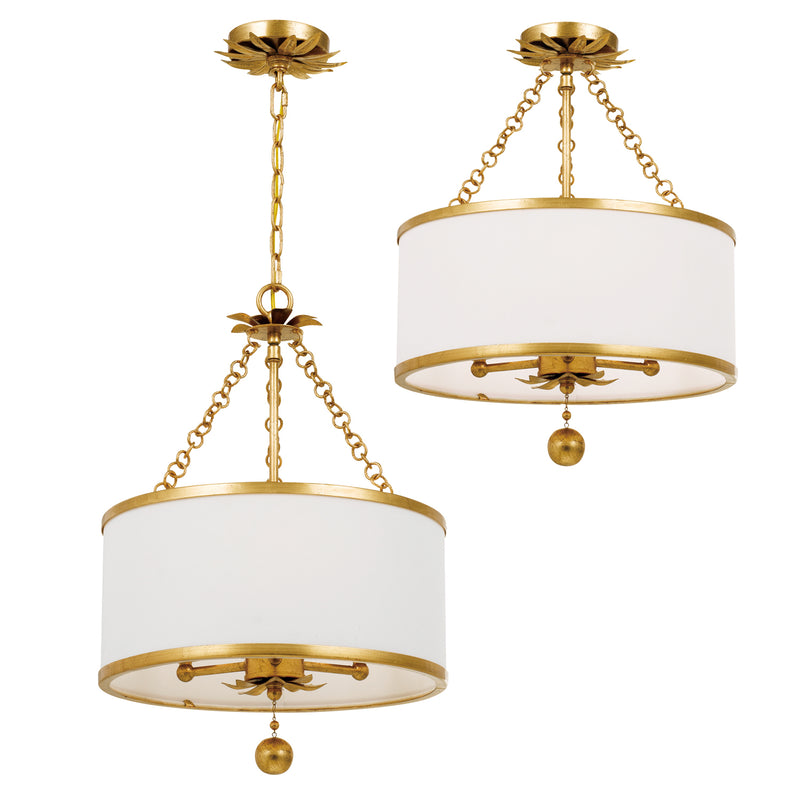 Crystorama 513-GA_CEILING Three Light Semi Flush Mount, Antique Gold