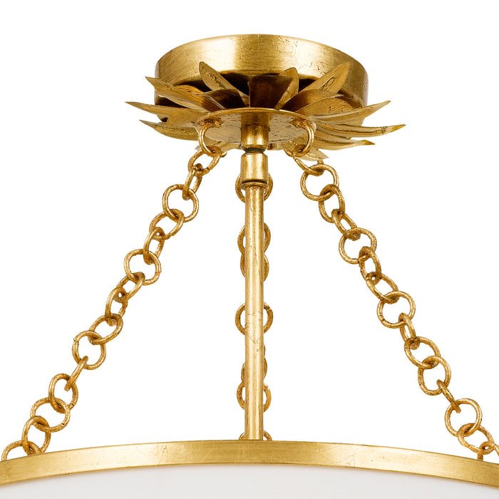 Crystorama 513-GA_CEILING Three Light Semi Flush Mount, Antique Gold