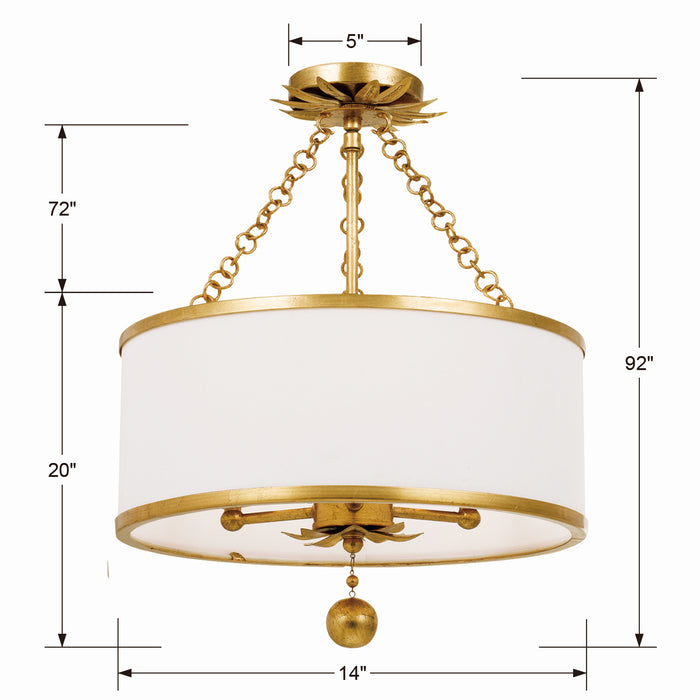 Crystorama 513-GA_CEILING Three Light Semi Flush Mount, Antique Gold