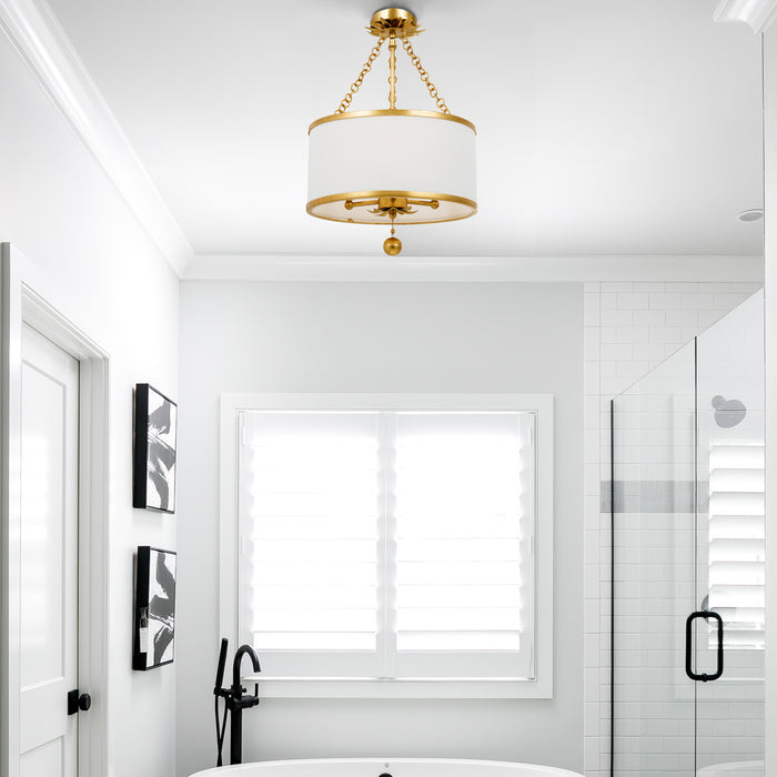 Crystorama 513-GA_CEILING Three Light Semi Flush Mount, Antique Gold