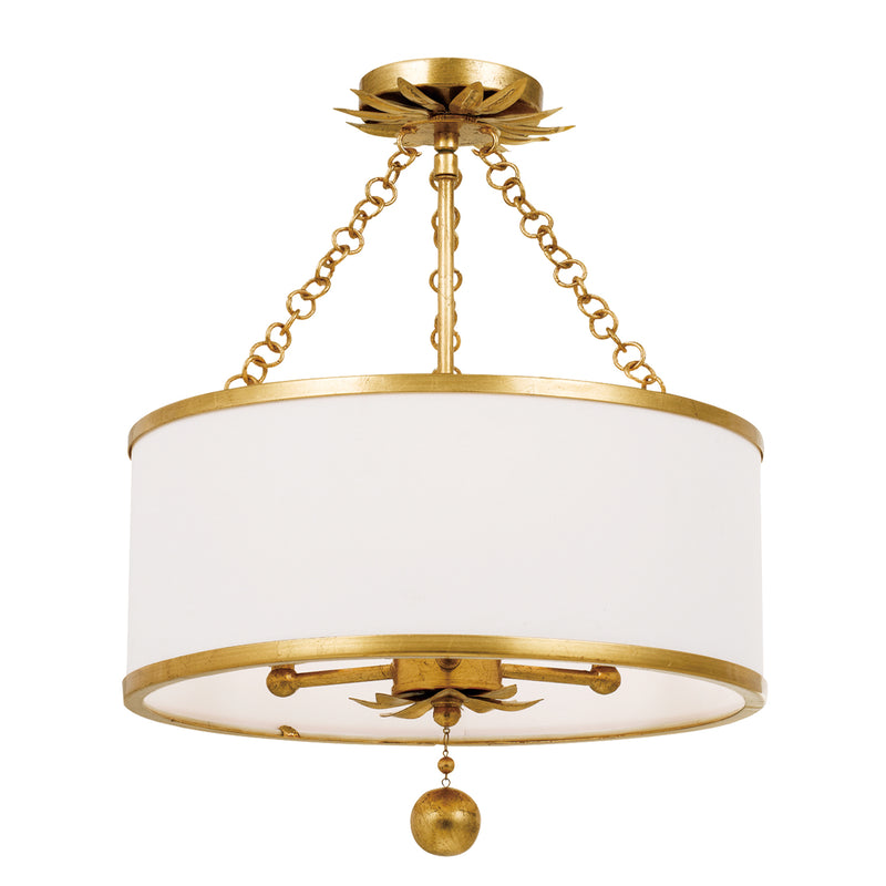Crystorama 513-GA_CEILING Three Light Semi Flush Mount, Antique Gold