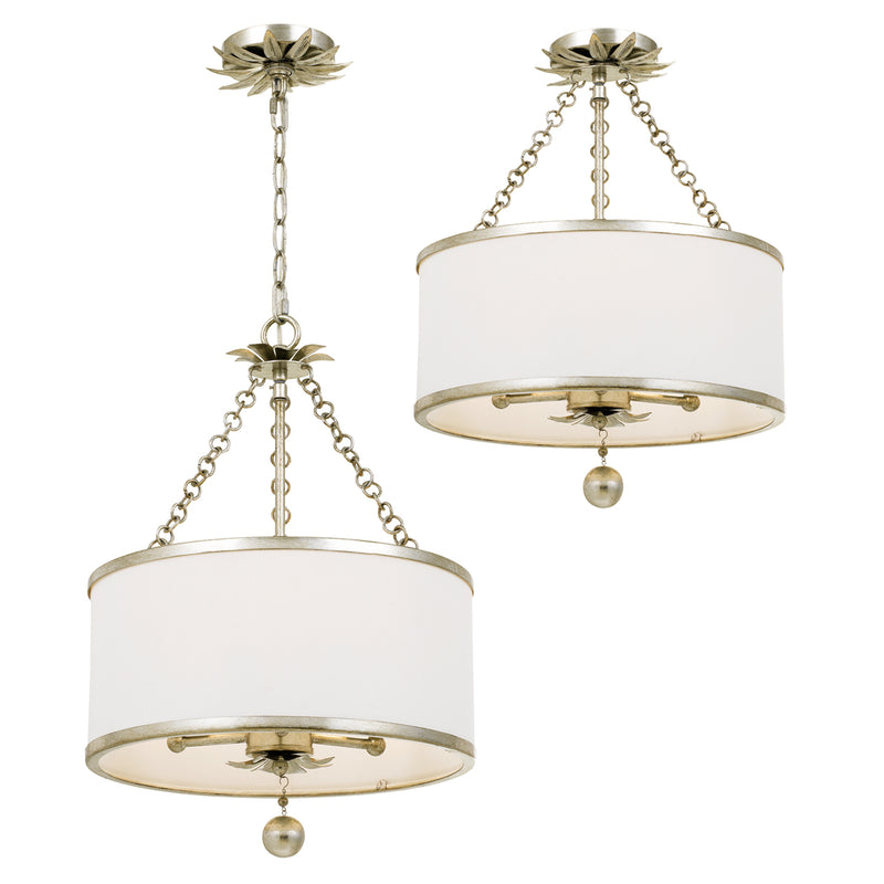 Crystorama 513-SA_CEILING Three Light Semi Flush Mount, Antique Silver