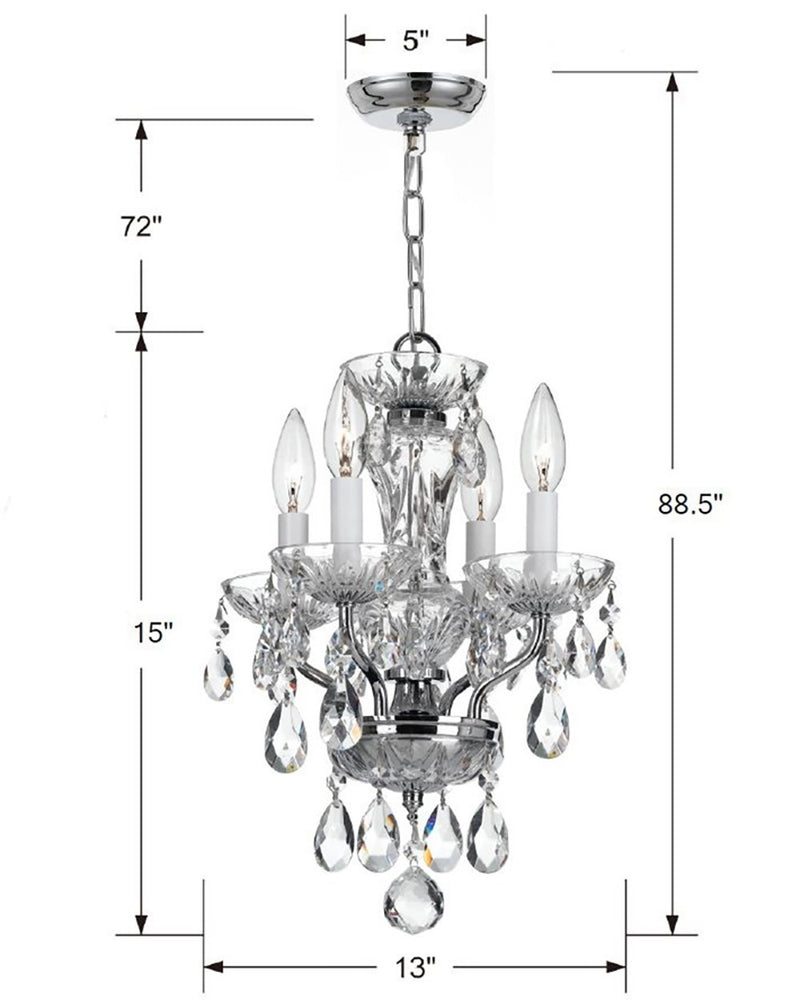 Crystorama 5534-CH-CL-SAQ Four Light Chandelier, Polished Chrome