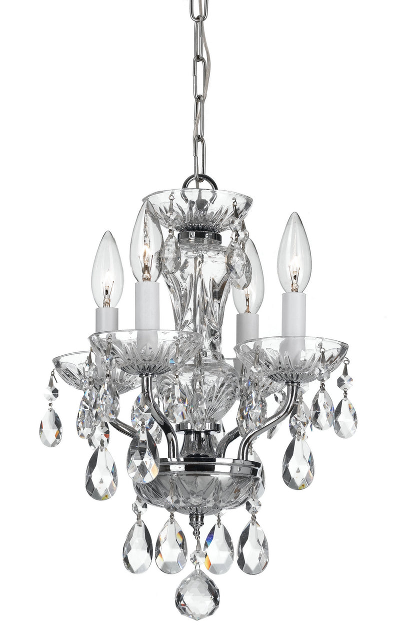 Crystorama 5534-CH-CL-SAQ Four Light Chandelier, Polished Chrome