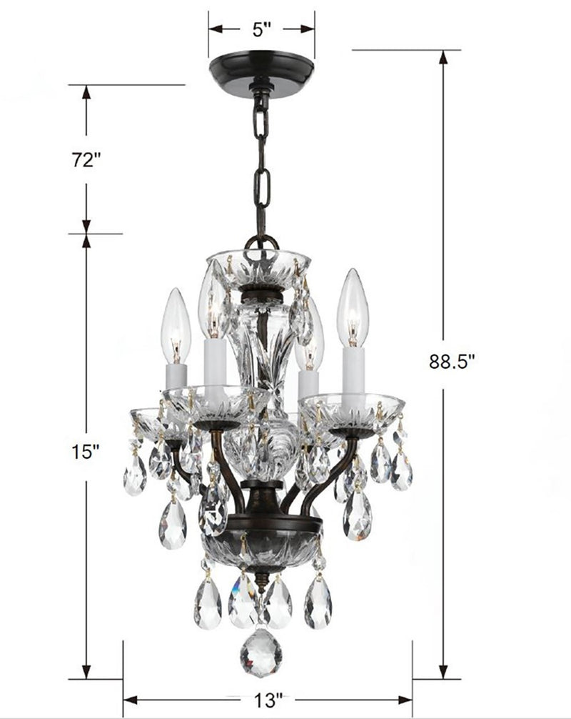 Crystorama 5534-EB-CL-S Four Light Chandelier, English Bronze