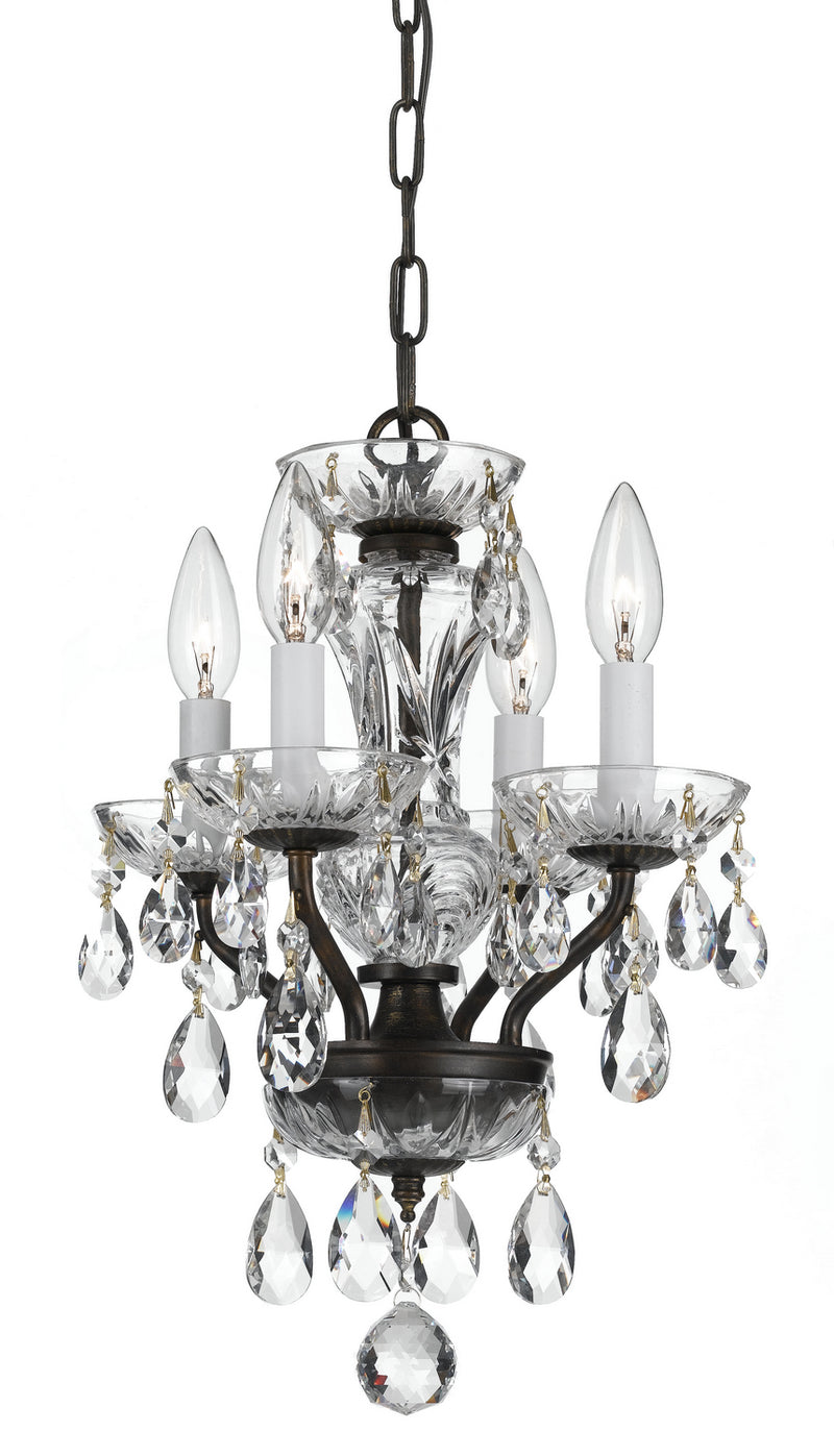 Crystorama 5534-EB-CL-SAQ Four Light Chandelier, English Bronze