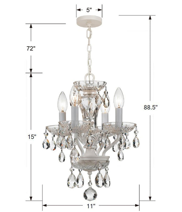 Crystorama 5534-WW-CL-SAQ Four Light Mini Chandelier, Wet White