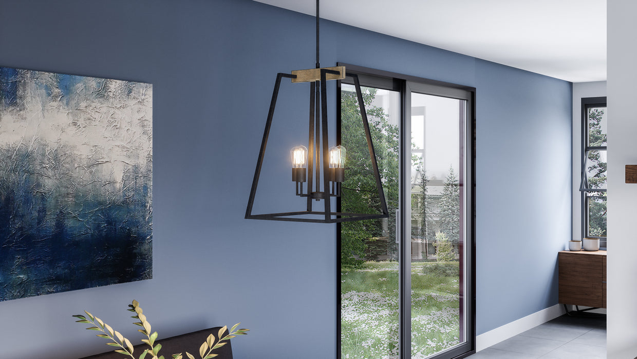 Quoizel BRT5204GK Four Light Foyer Pendant, Grey Ash