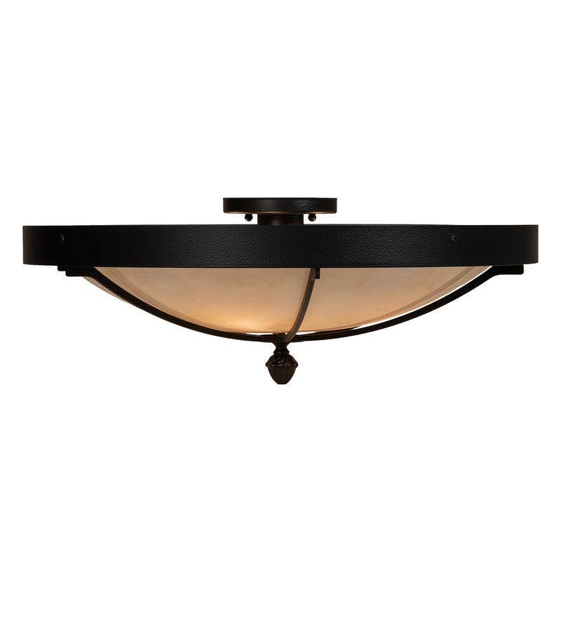 Meyda Tiffany 210573 Four Light Flushmount, Black Satin Wrought Iron