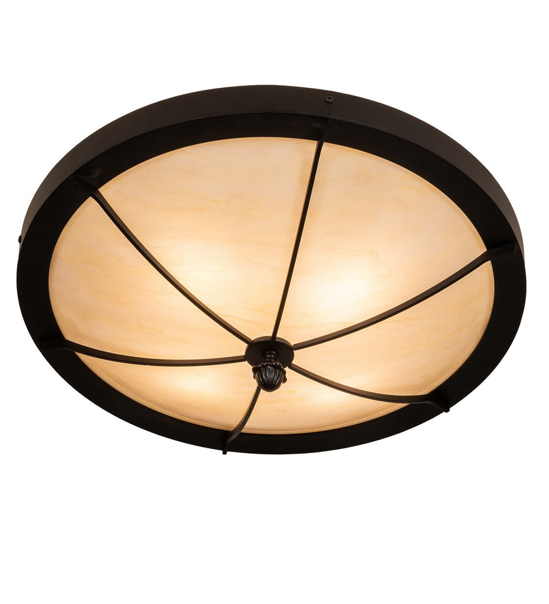 Meyda Tiffany 210573 Four Light Flushmount, Black Satin Wrought Iron