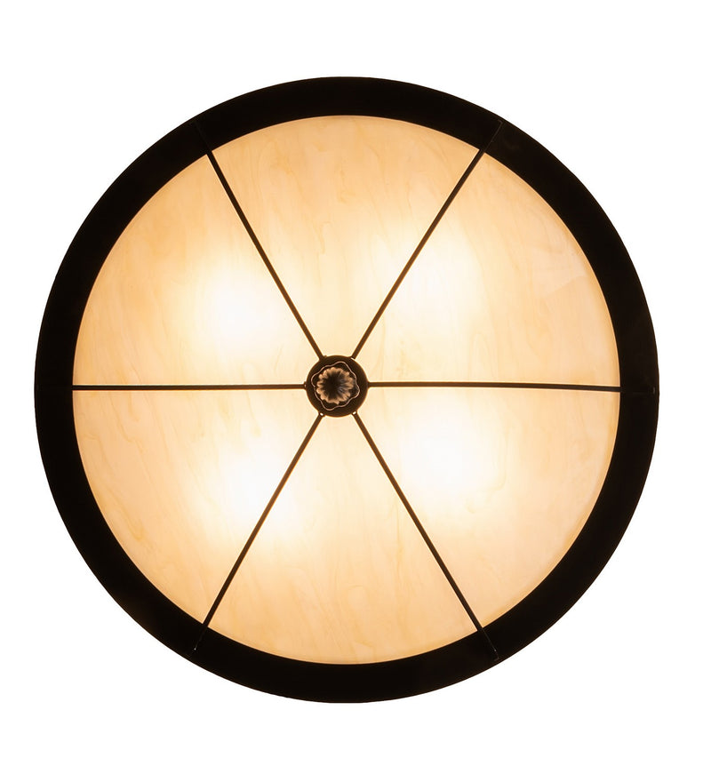 Meyda Tiffany 210573 Four Light Flushmount, Black Satin Wrought Iron