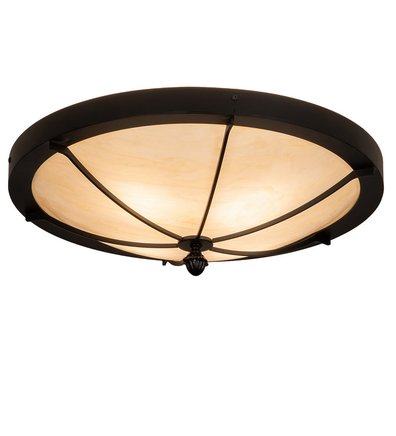Meyda Tiffany 210573 Four Light Flushmount, Black Satin Wrought Iron