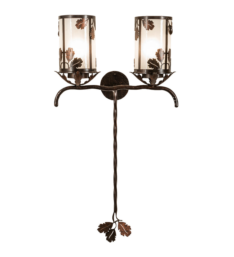 Meyda Tiffany 213253 Two Light Wall Sconce, Hanna Copper And Cimarron Bronze