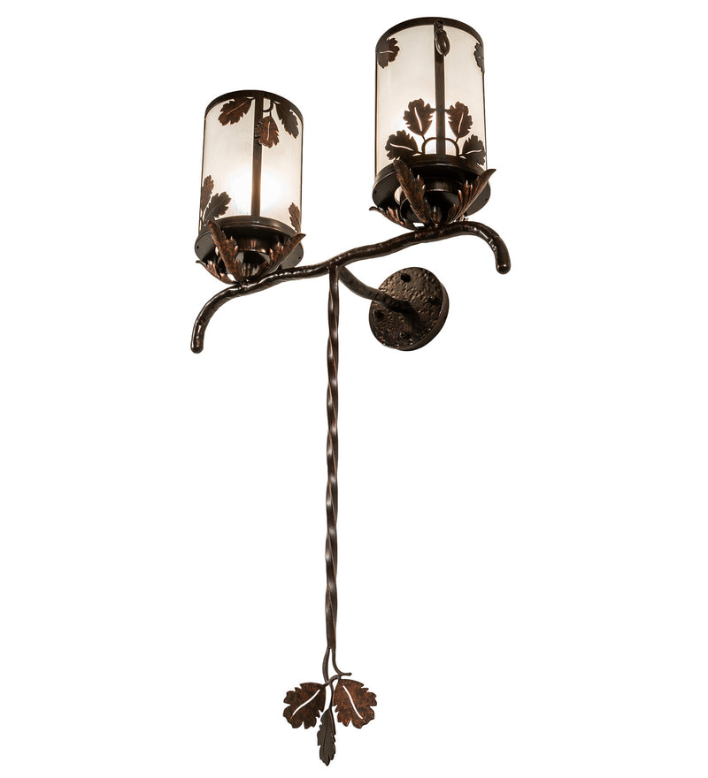 Meyda Tiffany 213253 Two Light Wall Sconce, Hanna Copper And Cimarron Bronze