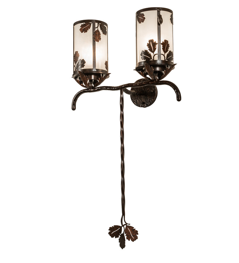 Meyda Tiffany 213253 Two Light Wall Sconce, Hanna Copper And Cimarron Bronze