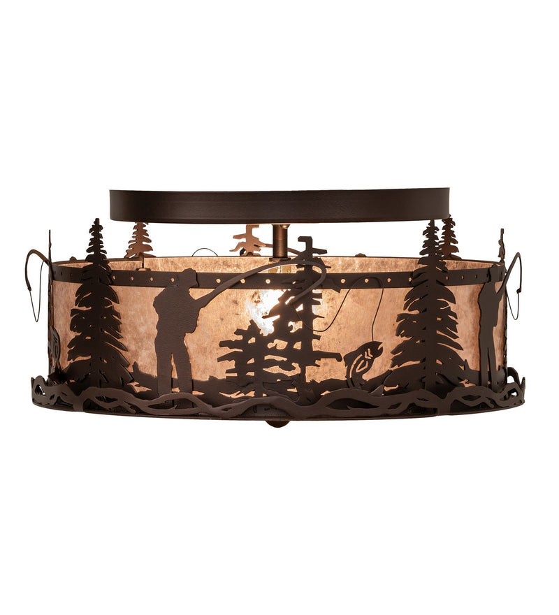 Meyda Tiffany 214358 Two Light Flushmount, Mahogany Bronze