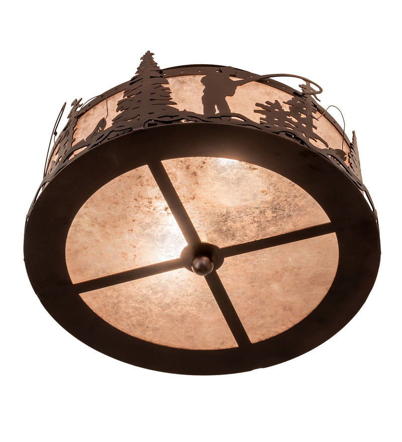 Meyda Tiffany 214358 Two Light Flushmount, Mahogany Bronze
