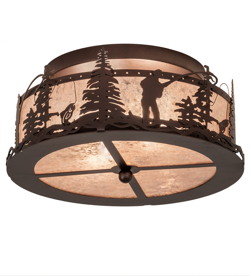 Meyda Tiffany 214358 Two Light Flushmount, Mahogany Bronze