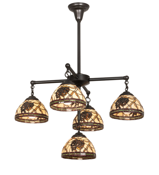 Meyda Tiffany 217630 Five Light Chandelier, Craftsman Brown