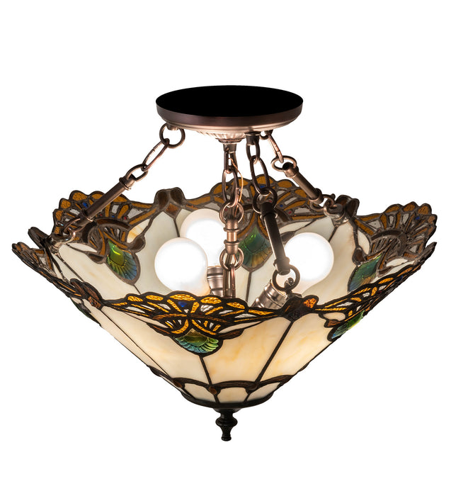 Meyda Tiffany 218495 Three Light Semi-Flushmount, Mahogany Bronze