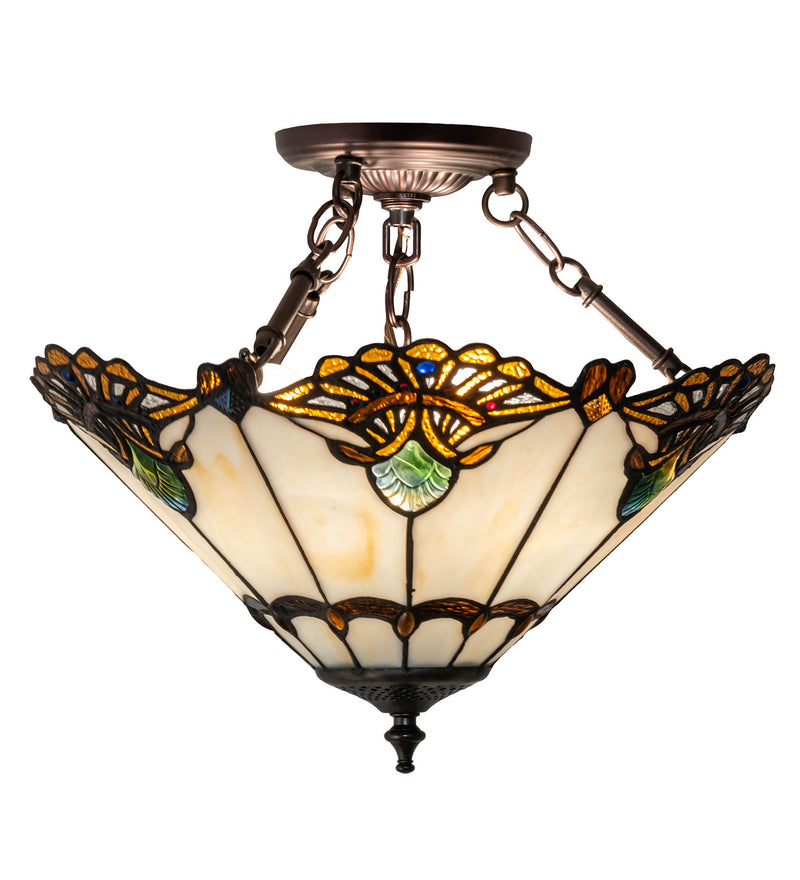 Meyda Tiffany 218495 Three Light Semi-Flushmount, Mahogany Bronze