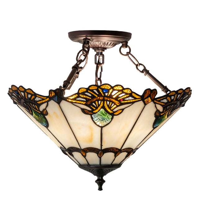 Meyda Tiffany 218495 Three Light Semi-Flushmount, Mahogany Bronze