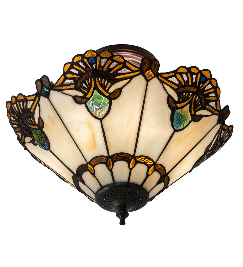 Meyda Tiffany 218495 Three Light Semi-Flushmount, Mahogany Bronze