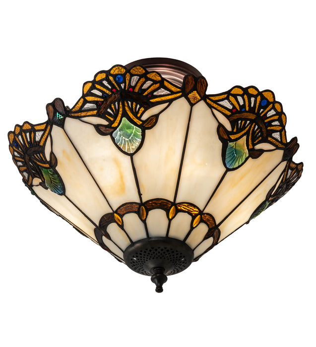 Meyda Tiffany 218495 Three Light Semi-Flushmount, Mahogany Bronze