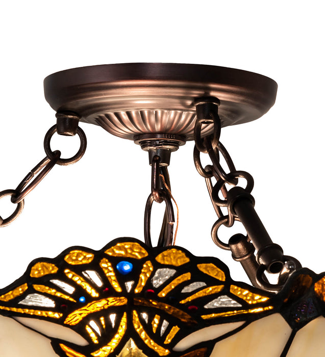 Meyda Tiffany 218495 Three Light Semi-Flushmount, Mahogany Bronze