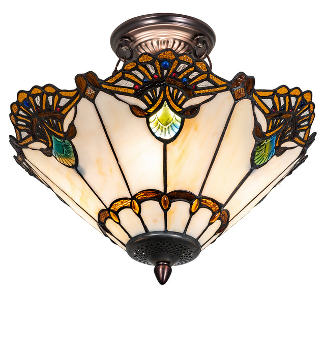 Meyda Tiffany 218495 Three Light Semi-Flushmount, Mahogany Bronze