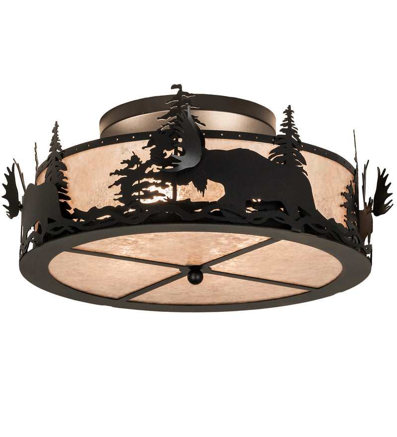 Meyda Tiffany 66207 Two Light Flushmount, Textured Black
