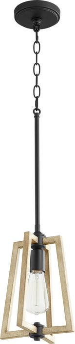 Quorum 3189-69 One Light Pendant, Textured Black w/ Driftwood finish