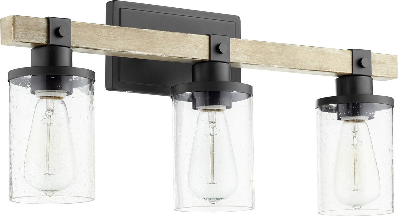 Quorum 5189-3-69 Three Light Vanity, Textured Black w/ Driftwood finish