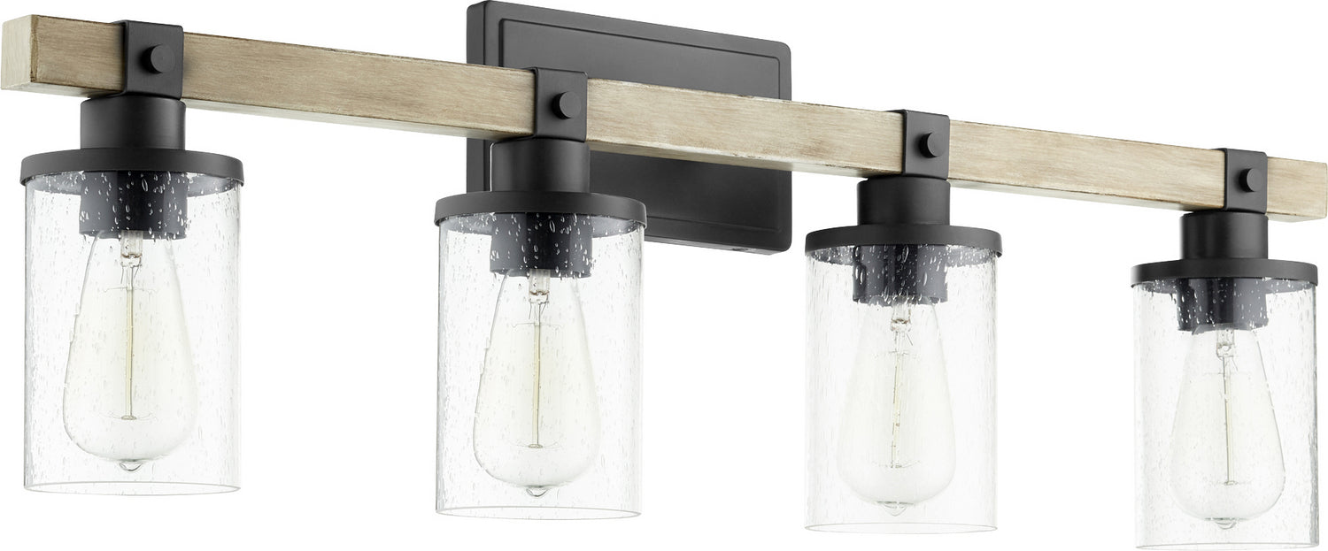 Quorum 5189-4-69 Four Light Vanity, Textured Black w/ Driftwood finish