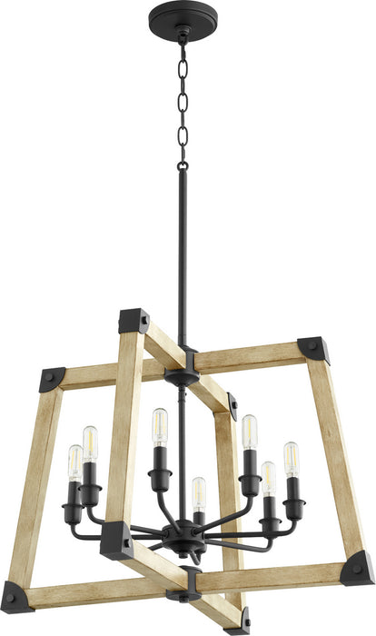 Quorum 8189-8-69 Eight Light Pendant, Textured Black w/ Driftwood finish