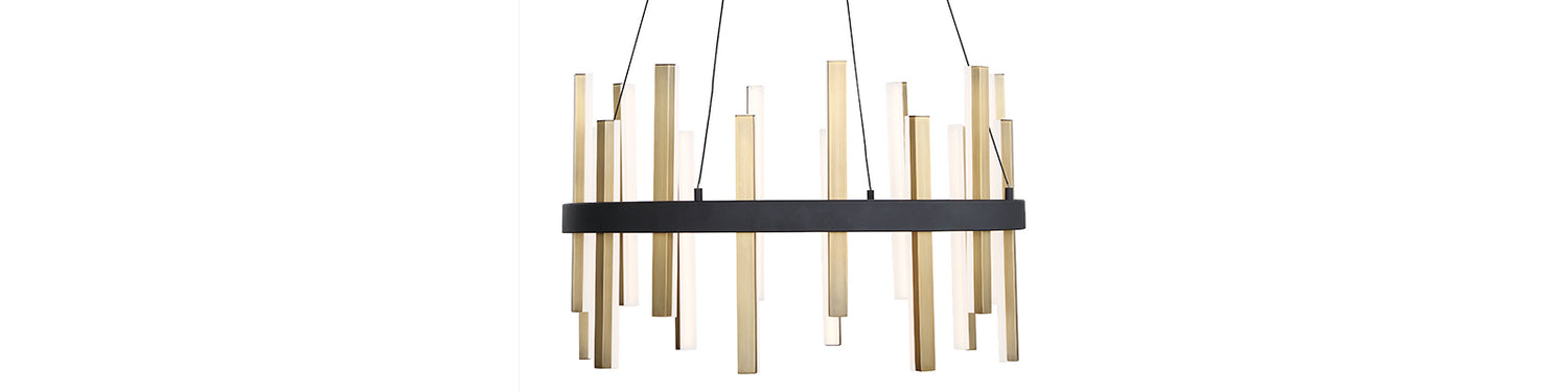Modern Forms PD-87924-BK/AB LED Chandelier, Black & Aged Brass