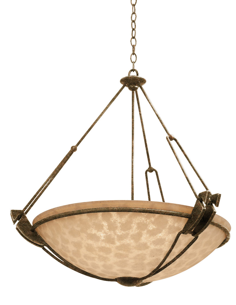 Kalco 4845AC/ECRU Three Light Pendant, Antique Copper