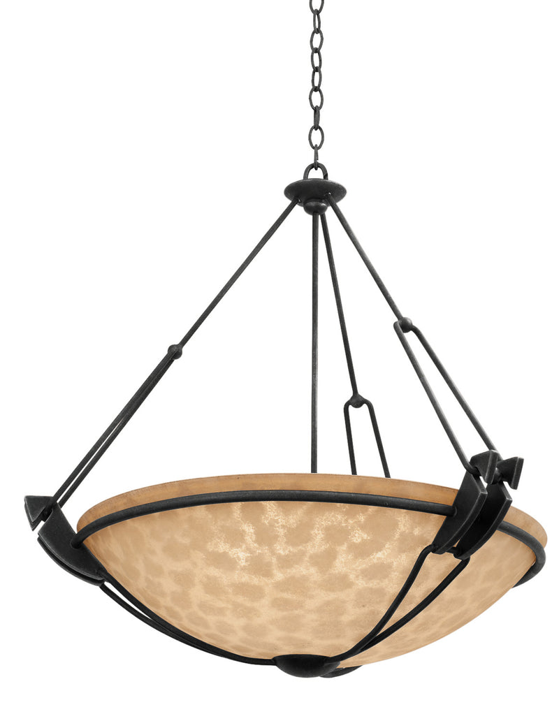 Kalco 4845B/ECRU Three Light Pendant, Black