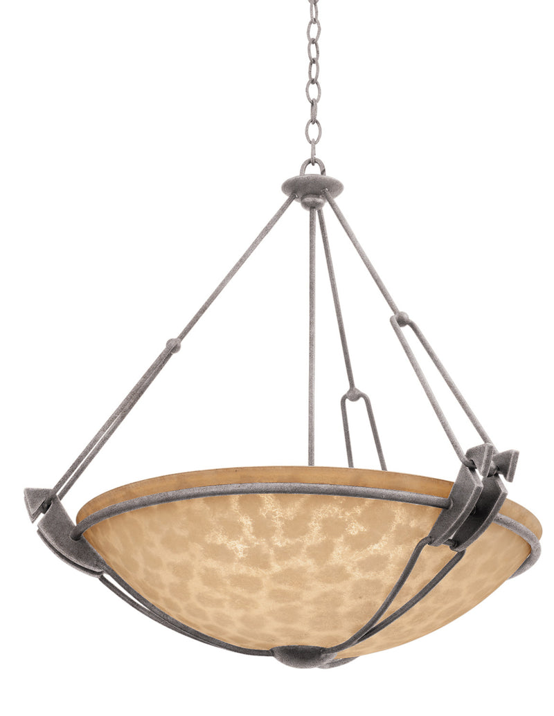 Kalco 4847CI/ECRU Six Light Pendant, Country Iron