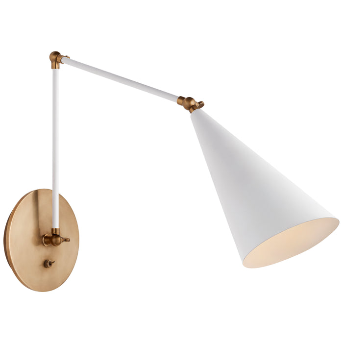 Visual Comfort Signature ARN 2912WHT One Light Wall Sconce, White and Hand-Rubbed Antique Brass