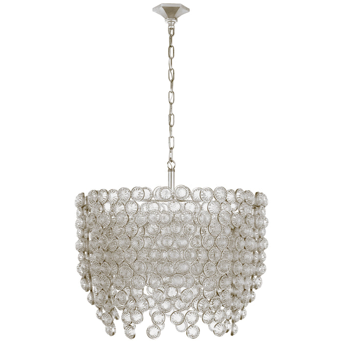 Visual Comfort Signature JN 5234BSL/CG Eight Light Chandelier, Burnished Silver Leaf and Crystal