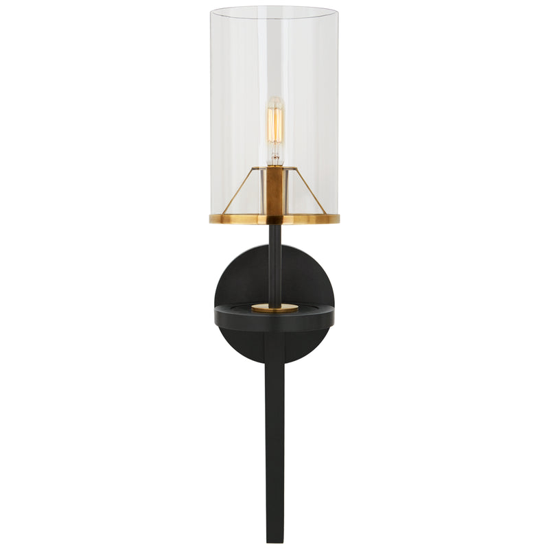 Visual Comfort Signature TOB 2502BK/HAB-CG2 One Light Wall Sconce, Blackened Iron and Hand-Rubbed Antique Brass