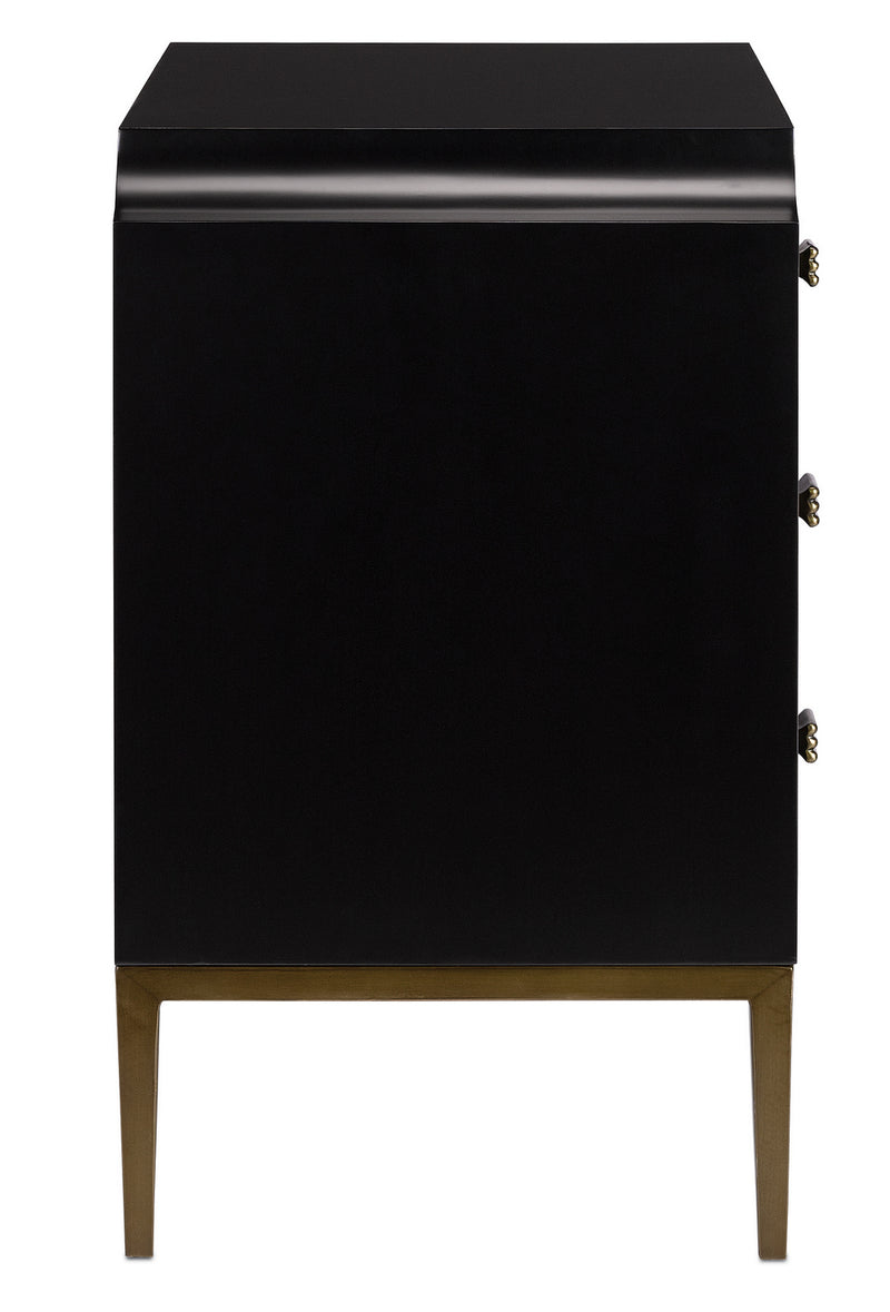 Currey and Company 3000-0124 Chest, Dark Sapphire/Caviar Black/Antique Brass