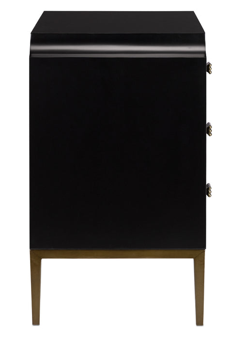 Currey and Company 3000-0124 Chest, Dark Sapphire/Caviar Black/Antique Brass