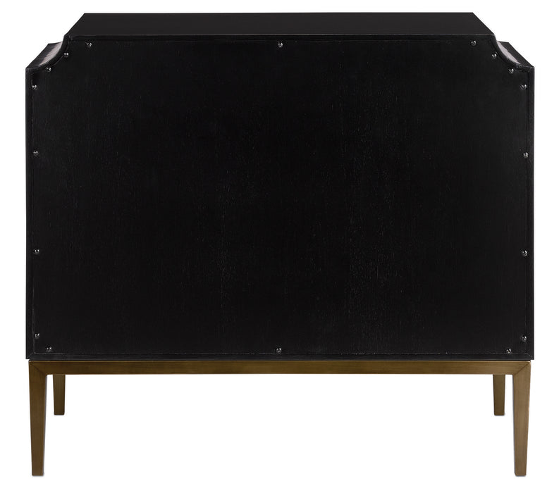 Currey and Company 3000-0124 Chest, Dark Sapphire/Caviar Black/Antique Brass