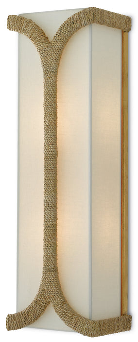 Currey and Company 5000-0109 Two Light Wall Sconce, Natural/Dark Contemporary Gold Leaf