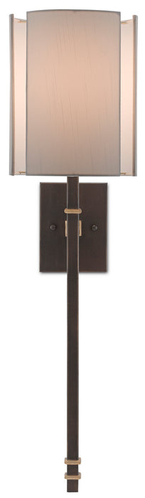 Currey and Company 5000-0119 One Light Wall Sconce, Hand Rubbed Bronze/Contemporary Gold Leaf